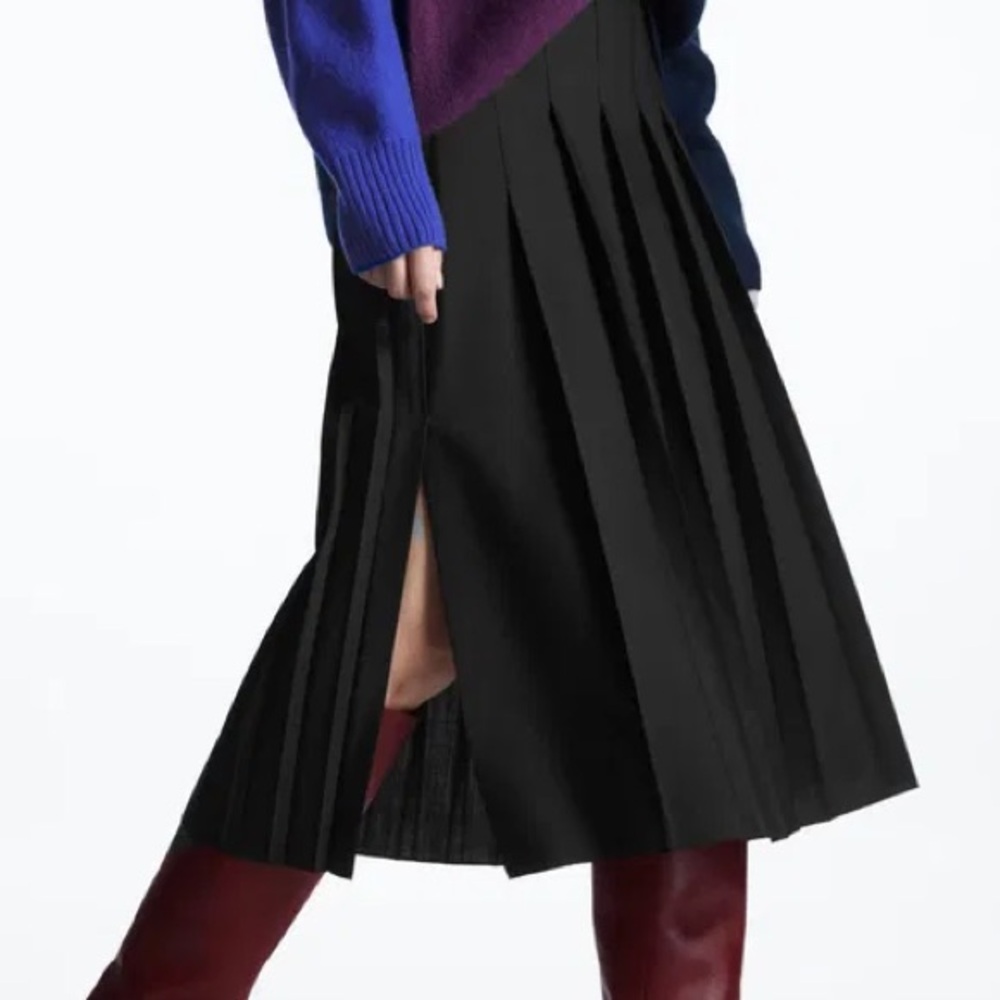 NEW COS Charcoal Midi Pleated Skirt